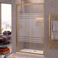 Ön Cephe 1 Sabit 1 Kayar Gold Profil Wt-1024 Desen 5 mm Temperli Cam H190 cm Duşakabin