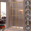 Ön Cephe 1 Sabit 1 Kayar Gold Profil Karolaj Desen 5 mm Temperli Cam H190 cm Duşakabin