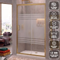 Ön Cephe 1 Sabit 1 Kayar Gold Profil Wt-1024 Desen 5 mm Temperli Cam H190 cm Duşakabin