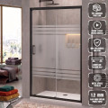 Ön Cephe 1 Sabit 1 Kayar Siyah Profil Wt-1024 Desen 5 mm Temperli Cam H190 cm Duşakabin